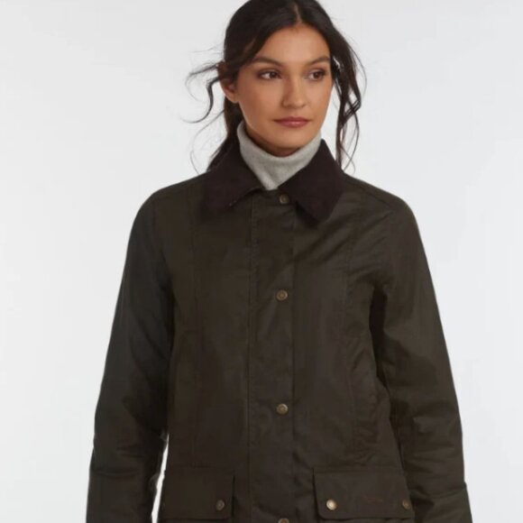 Barbour Fiddich Waxed Cotton Coat in Olive MSRP$495 English Chic - Picture 1 of 11